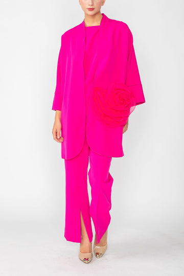 Hot Pink Kimono With Rose Pocket